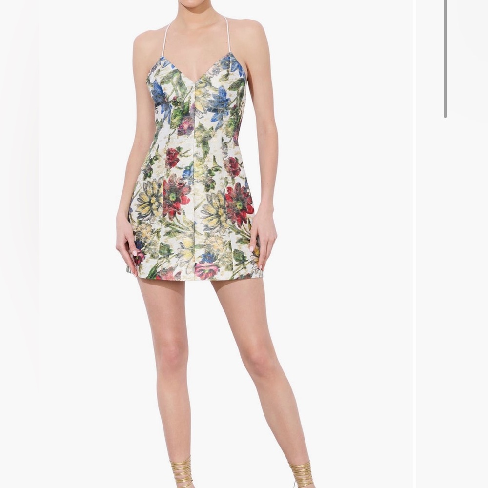 Alice + Olivia Tayla Floral Jacquard Lantern Mini Dress